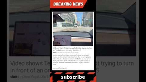 Video shows Tesla car on Autopilot trying to turn in front of an oncoming tram in US #shorts #news