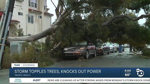 Storm topples trees, flooding, and knocks out power across San Diego County