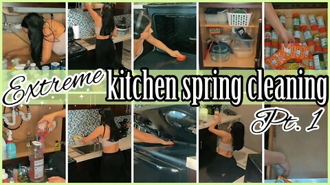 *EXTREME* SPRING CLEANING MOTIVATION 2022 🤍| KITCHEN DEEP CLEAN & ORGANIZE W/ ME PT.1 ✨|ez tingz