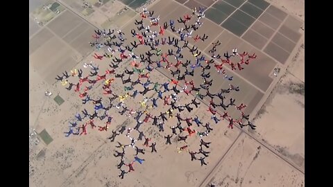 217 People Skydiving At Once