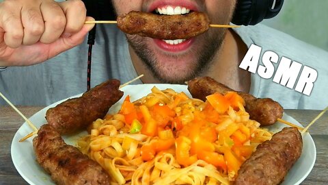 ASMR EATING PASTA + KEBAB WITH VEGETABLES | EATING SOUNDS (NO TALKING) MUKBANG