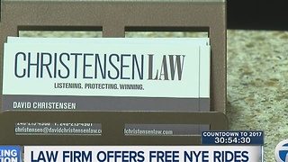 Law firm offering free rides home on New Year's Eve.