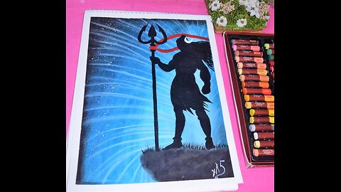 Shiva Drawing, Mahadeva, Shivaratri, Bhola Baba, Shankar Step by Step- Oil Pastels painting series.