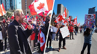 Large pro-freedom crowd in Mississauga as Chris Sky makes his case to be mayor of Toronto