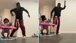 Dad and daughter engage in epic & adorable danceoff