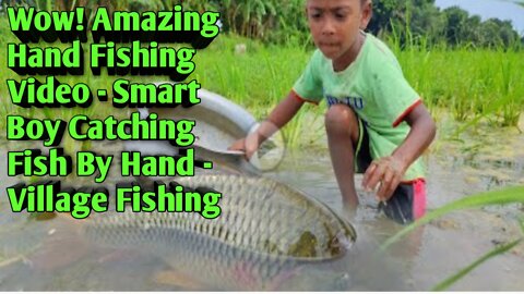 Wow! Amazing Hand Fishing Video - Smart Boy Catching Fish By Hand - Village Fishing In Mud Water