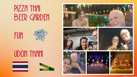 Pizza Thai - Beer Chang - Friday Night Life in Udon Thani Isaan Thailand #beergarden #udonthanee TV