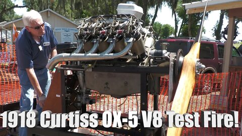 Starting a Vintage 1918 WWI Curtiss OX5 V8 Aircraft Engine at Sun N Fun 2021