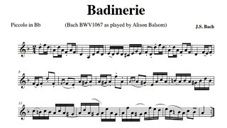 J.S. Bach , Badinerie, Orchestral Suite No. 2 in B Minor, BWV 1067 - Alison Balsom (trumpet score)