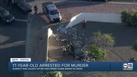 Homicide suspect in custody after pursuit from Wickenburg, crash in Sun City