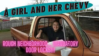 Girl's First Truck, Classic 1980 Chevy C20. Needs Door Locks!!! How To Replace'em with Simple Tools