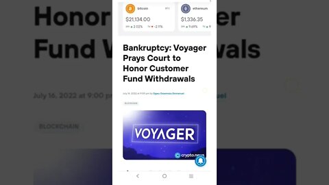 Bankruptcy: Voyager Prays Court to Honor Customer Fund Withdrawals #cryptomash #cryptomashnews
