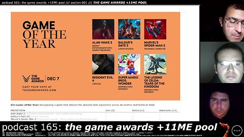 +11 001/004 009/013 006/007 podcast 165: the game awards +11ME pool