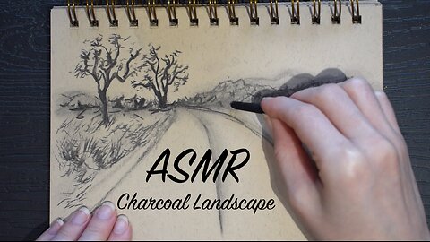 ASMR Charcoal Landscape | Quiet Sketching Session | (No Talking)