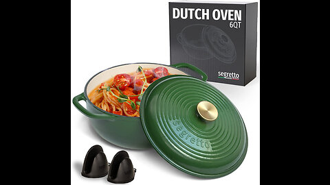 Segretto Cookware Enameled Cast Iron Dutch Oven Pot with Lid Bianco Perla (Pearl White) 1.7 Qua...