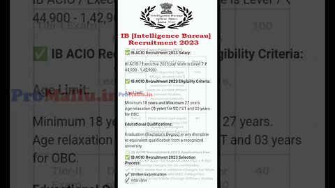 Intelligence Bureau-ൽ ജോലി നേടാം | IB Recruitment | November 2023 | Free Job Alerts
