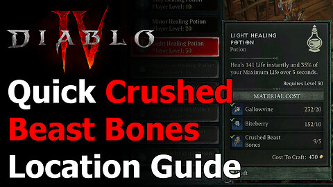 Diablo 4 Crushed Beast Bones Location Guide - Light Healing Potion Upgrade - Diablo IV