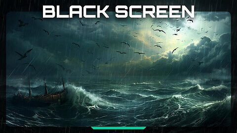 Calming Ocean Sounds with Seagulls Black Screen | Heavy Rain with Distant Thunder | Sounds Of Nature