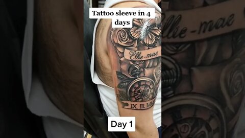 4 Days Arm Sleeve Cloverup Tattoo #shorts #tattoos #inked #youtubeshorts