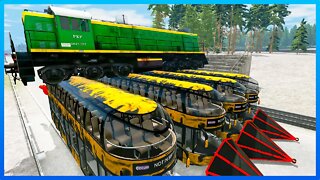 [TRAINS VS BUSES] BUSES MOVE? - Experiment #333 – #BeamNG #Drive #Crashes