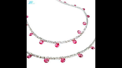 Pink Garnet Stone 925 Sterling Silver For Women Girls Gift Natural Gemstone Necklace 07