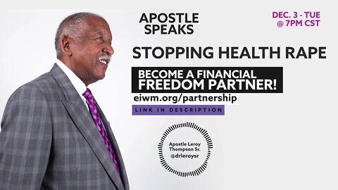 Stopping Health Rape TUNE IN TONIGHT! #ApostleSpeaks