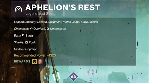 Destiny 2, Legend Lost Sector, Aphelion's Rest on the Dreaming City 9-6-21