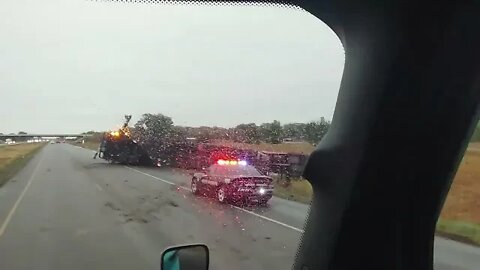 Semi truck accident on I-80 in Nebraska.