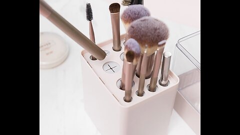 Ikkle Makeup Brush Holder Glass Makeup Brush Organizer Holder, Cosmetic Storage with 4 Compartm...
