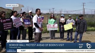 Group protests border wall project ahead of president's San Diego visit