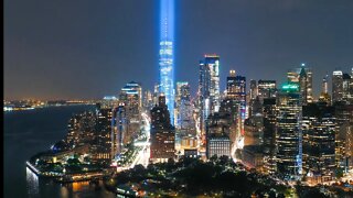 9/11 Tribute in Light - Towers in Light - One WTC - New York City at Night Screensaver HD