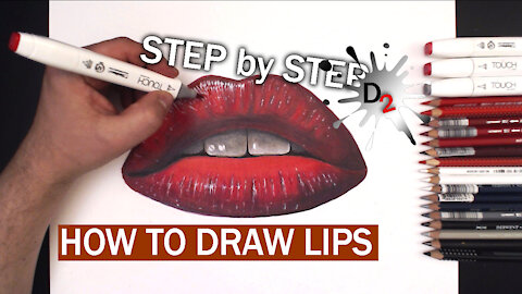 Red lips speed drawing