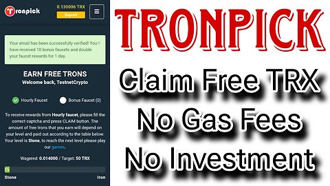 TRONPICK.IO | CLAIM FREE TRON HOURLY | TRON ( TRX ) FREE CLOUD MINING