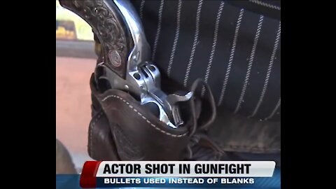 GUNFIGHT ACTOR SHOT WITH LIVE ROUND SIX YEARS BEFORE HUTCHINS' DEATH