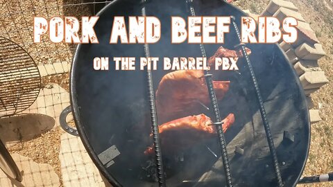 Pork Spareribs and Beef Back ribs on the Pit Barrel PBX (little bit of fail in there too!)