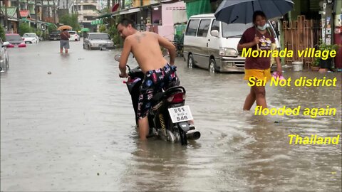 Monrada village in Sai Not district flooded again Thailand