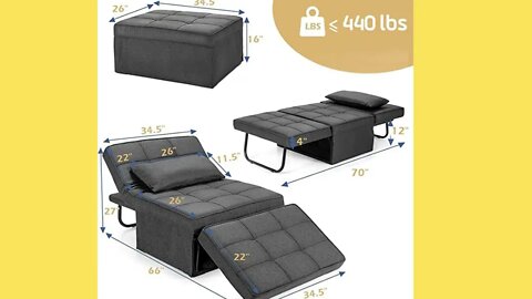 Sofa Bed, 4 in 1 Multi Function Single Folding Ottoman Bed Video