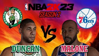 Tim Duncan vs Karl Malone - Celtics vs 76ers - Season 2: Game 21 - MyLeague: All-Time Legends