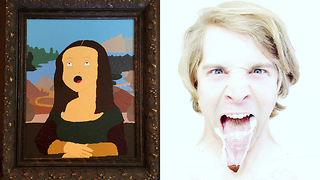 Tongue artist paints Leonardo DaVinci's Mona Lisa