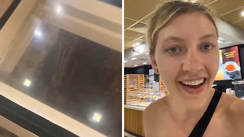 Girl finds out that McDonald's in Italy has an actual skeleton on display
