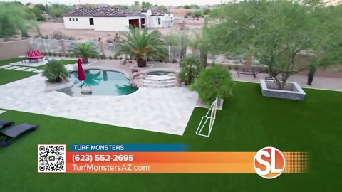 Upgrade your backyard! No mowing, no watering when Turf Monsters adds beautiful artificial turf.