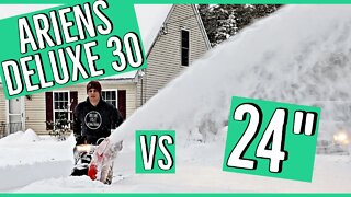 Ariens Deluxe 30" Snowblower Destroys 24" of Snow