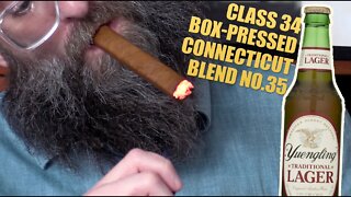 Class 34 Box-Pressed Connecticut Blend No.35 + Yuengling Lager Cigar Pairing