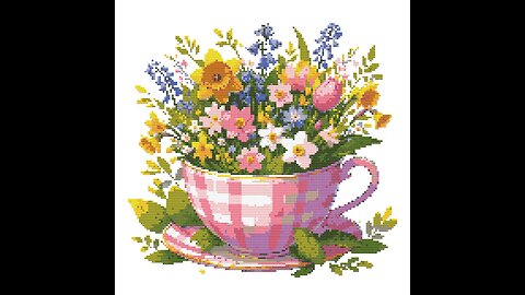 Floral Cuppa Cross Stitch Pattern by Welovit | welovit.net | #welovit