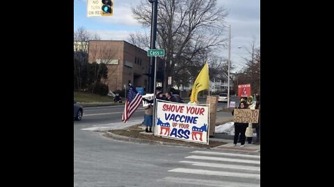 PWA Members protest outside Mercy hospital in mass that requires vaccine passport for entry