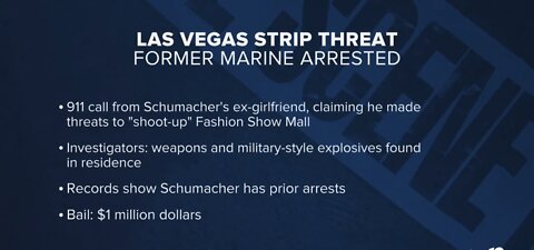Former Marine behind bars after threatening to a mass attack against Fashion Show Mall