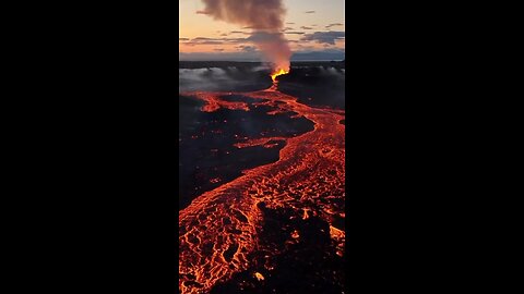 _ Litli-Hrútur eruption after the setting midnight sun 🌋 #explore #eruption #volcano #lava #nature