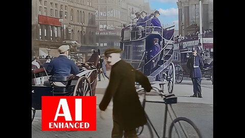 Leeds, Boar Lane, 1898. AI Enhanced. BW. Detail Recovered, Grain Removed, Sound, Upscaled 1080 HD