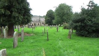 St Peter's Church graveyard, Edensor, Chatsworth Estate, Derbyshire UK