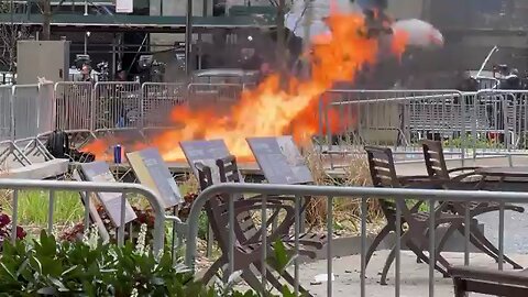 A man ignited himself in flames in the protest zone outside the courthouse during the Trump trial